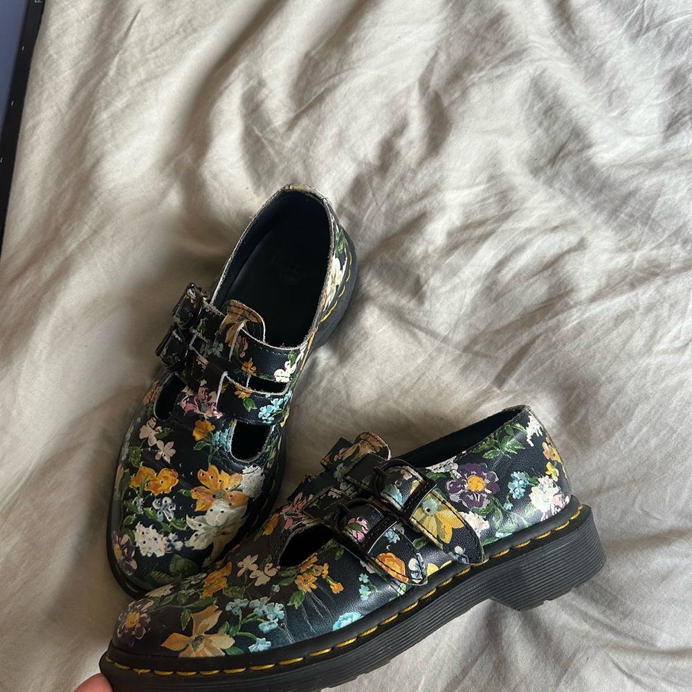 Floral Doc marten Mary Jane’s with Buckle Detail
